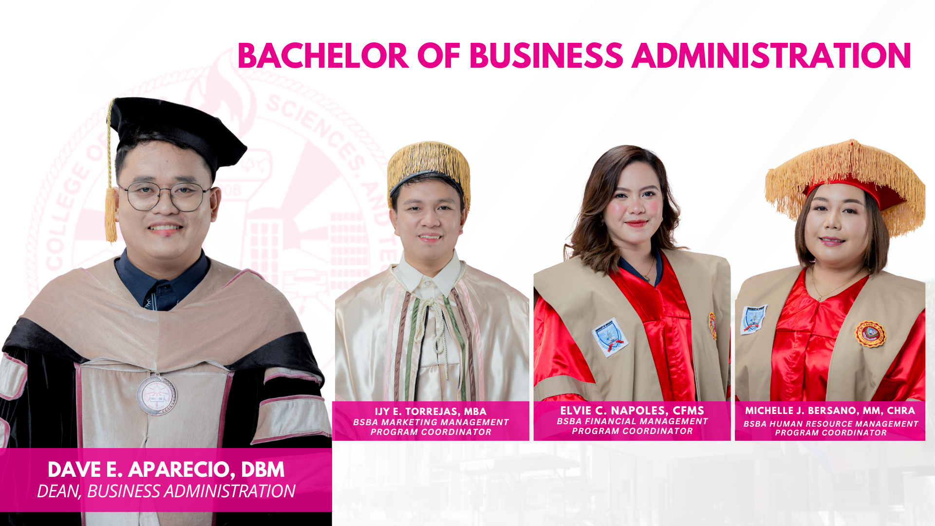 Dean and Program Coordinator for BSBA Structure