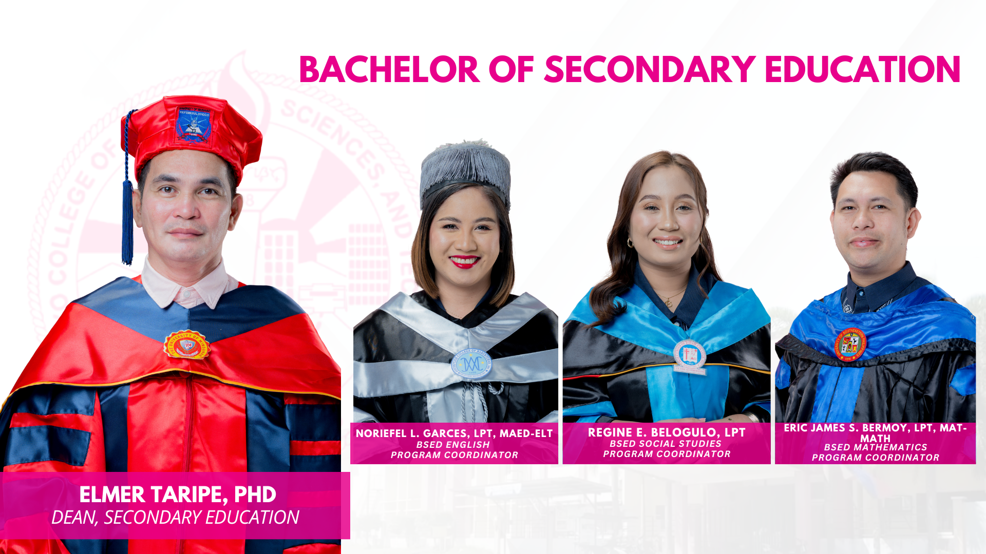 Dean and Program Coordinator for BSED Structure